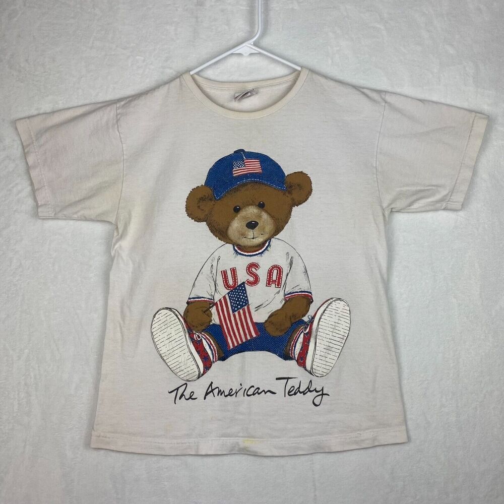 Vintage Bobbie Brooks T-shirt Adult Medium White The American Teddy Bear USA